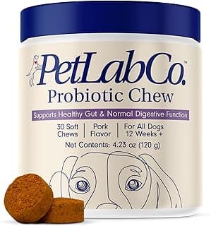PetLab #1 Dog Probiotics: Gut, Allergies, Diarrhea Relief - Pork Chews 30ct
