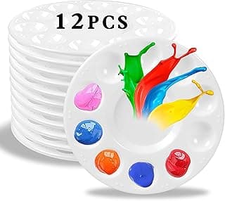 12pcs Plastic Art Palette Tray – Perfect for Adults & Kids Painting, DIY Crafts, Home Parties, Kindergarten Activities, and Classroom Use, White Paint pallets