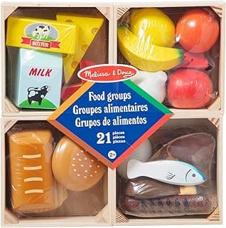 Melissa & Doug 21-Pc Wooden Food Groups Play Set - Educational Pretend Kitchen Toy 3+