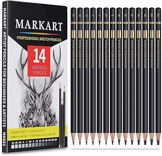 MARKART Professional Drawing Sketching Pencil Set - 14 Pieces,Graphite,(12B - 4H), Ideal for Drawing Art, Sketching, Shading, Artist Pencils for Beginners & Pro Artists