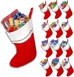 12-Pack 15" Red Felt Customizable Christmas Stockings - Bulk for Homes & Offices
