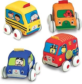 Melissa & Doug Soft Pull-Back Vehicles: 4 Washable Cars for Babies 9m+