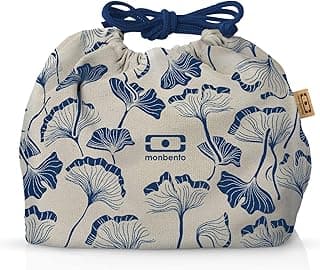 monbento Ginkgo Bento Lunch Bag - Cute Pink/Blue Tote Fits Original Bento