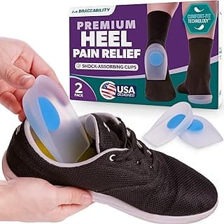 BraceAbility Gel Heel Cups for Plantar Fasciitis & Heel Spur Relief - Medium Pair