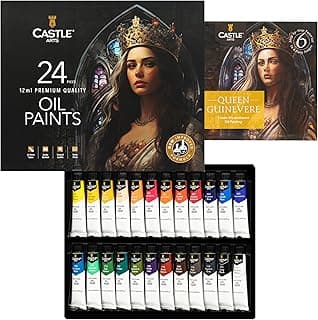 Castle Art Supplies 24 X 12ML Oil Paint Set | Great Value Set for Adult Artists, Beginners and Advanced | Vibrant Variety of Smooth-to-Use Colors | in Impressive Presentation Box with Tutorial (New)