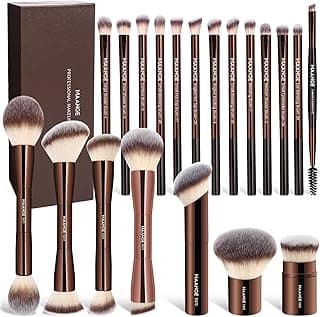 MAANGE 20 Pcs Makeup Brushes with Gift Box, Double-End Multi-functional Makeup Brushes for Blending Liquid Powder Concealer Cream Blush Buffe,CoffeeBrown