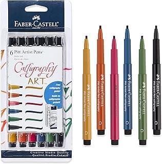 Faber-Castell Calligraphy Pitt Artist Pen Set - Multi Colored Calligraphy Pens (6 Count)