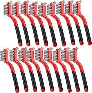 Wire Scratch Brush Set Soft Grip for Rust, Dirt & Paint Scrubbing with Deep Cleaning (18, 18PCS - Stainless Steel Wire)