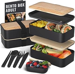 Leakproof 40oz Bento Box w/ Utensils, Microwave Safe, Recipe eBook
