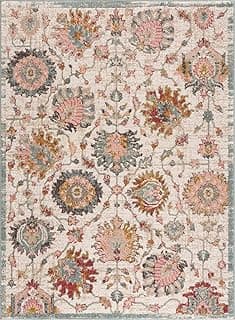BoutiqueRugs Twilight 2x3 Traditional Rug - Pink/Neutral Floral, Durable & Pet-Friendly