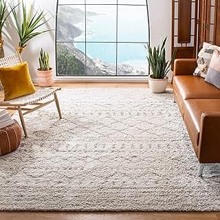 SAFAVIEH 8x10 Arizona Shag Rug - Plush Ivory/Beige Boho, Non-Shedding