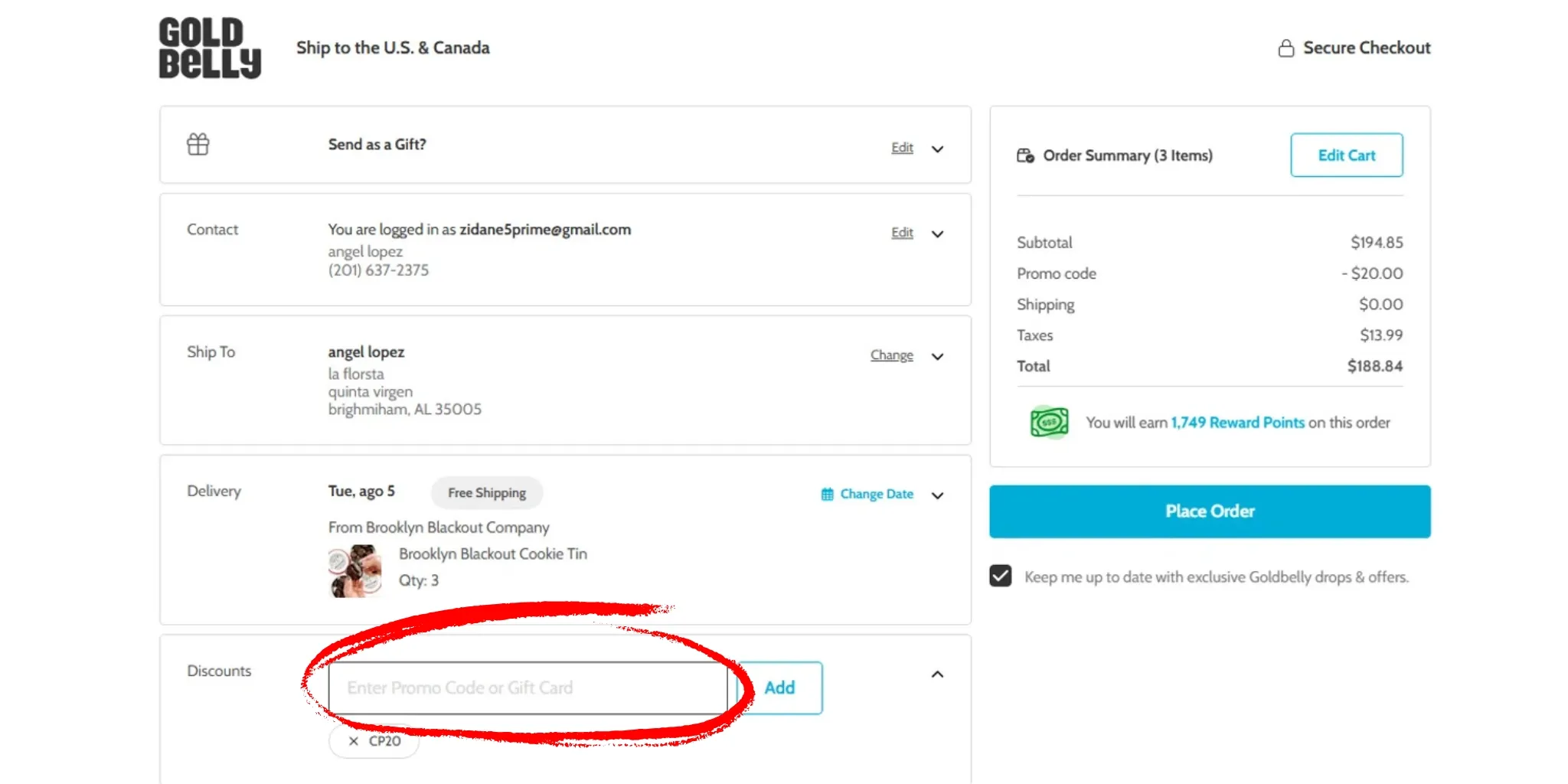 Where to add your promo code