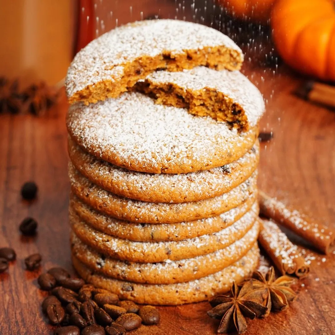 A stack of pumpkin spice latte cookies.
